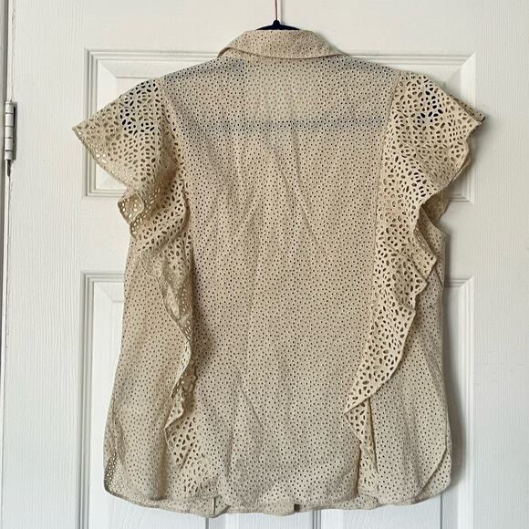 Theory Eyelet Button-Front Top - Size L - Picture 6 of 8